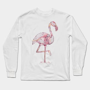 Pink Flamingo  Zentangle Abstract Long Sleeve T-Shirt